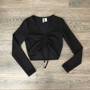 H&M Black Ruched Crop Top